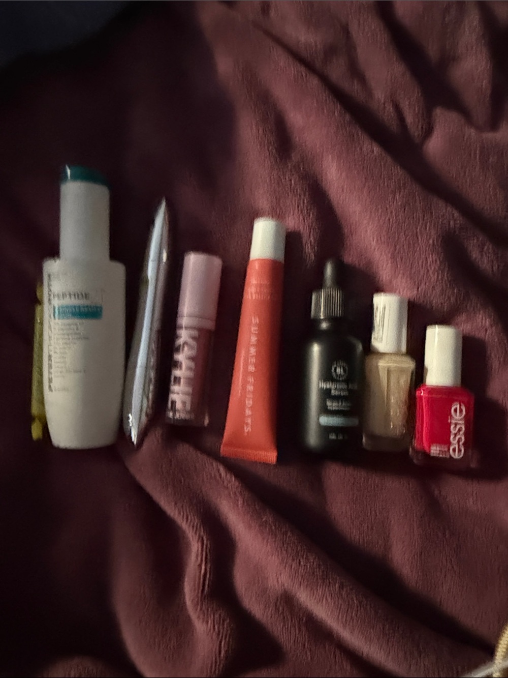 Multiples Lip Balm and Nail Polish Set in Coral, Red, Beige, Black